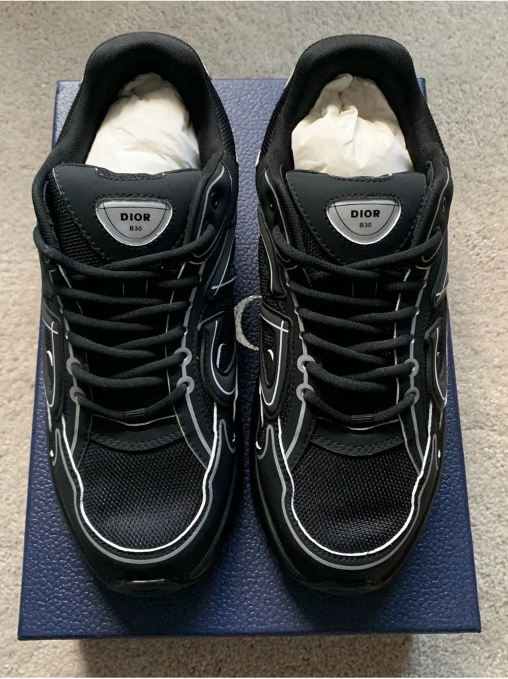 Dior Black Men’s Sneakers with White Trim